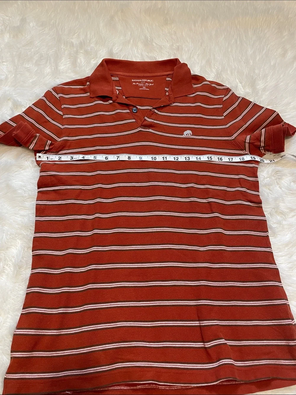 Banana Republic Factory Orange & White Striped Polo Shirt Medium